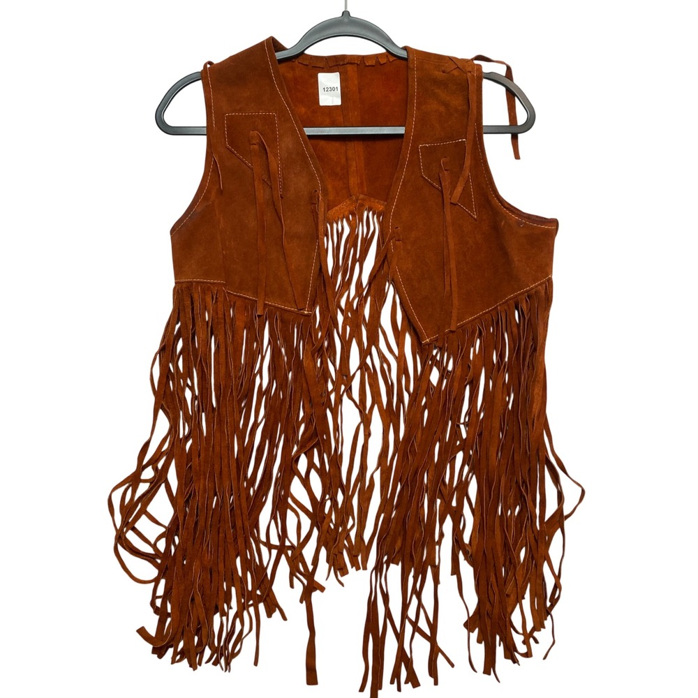 Unbranded Vest Womens S Brown Western Fringe Suede Boho Hippie Tassel